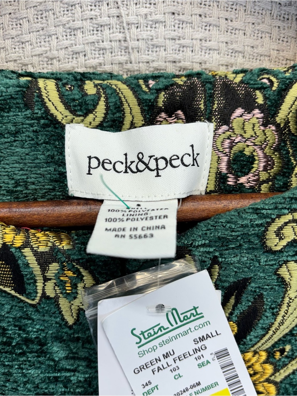 NWT Vintage Peck & Peck Tapestry Green Gold Coat Jacket Women S Brocade Floral - Picture 5 of 14
